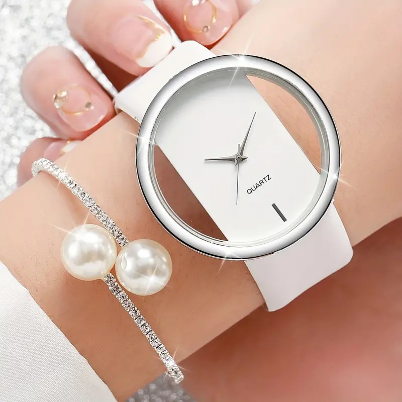 Luxury Watch White - 2 Stück Mode weiß einfache Uhr