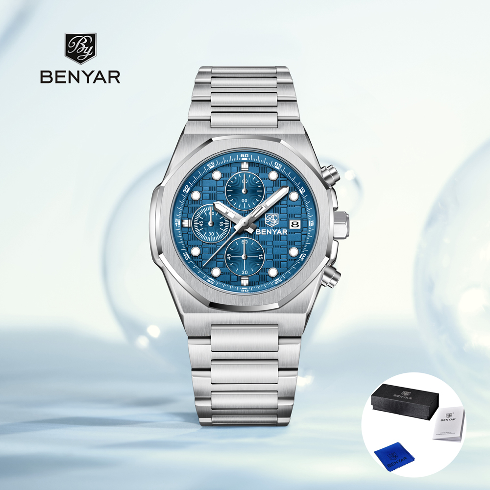 Luxury Watch Display - 2025, neue BENYAR Herrenuhren, Top-Luxus-Quarz-Armbanduhren, Chronographenuhr