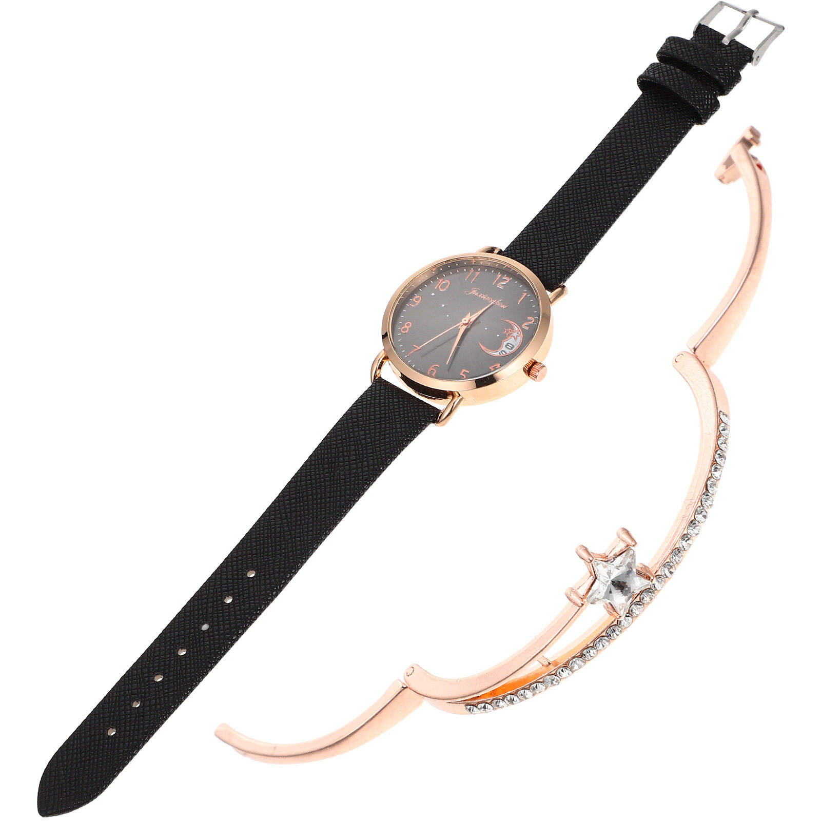 Luxury Watch White - 1Set Elegantes Stern-Mond-Uhren- und Armband-Set für